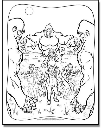 Cartoon version of the Searching for Sasquatch 8 coloring page
