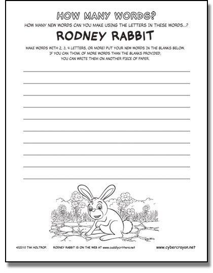 Preview of Word Builder - Rodney Rabbit