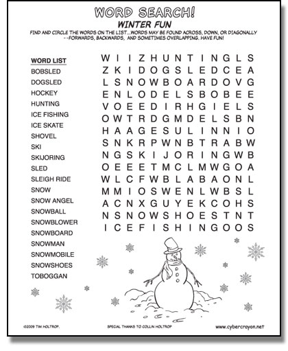 Preview of Word Search - Winter Fun