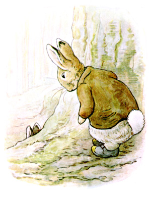 Illustration from the classic children's story The Tale Of Benjamin Bunny, by Beatrix Potter