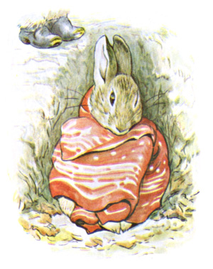 Illustration from the classic children's story The Tale Of Benjamin Bunny, by Beatrix Potter