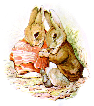 Illustration from the classic children's story The Tale Of Benjamin Bunny, by Beatrix Potter