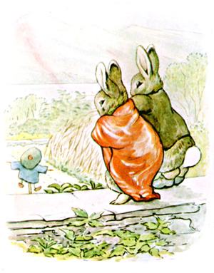 Illustration from the classic children's story The Tale Of Benjamin Bunny, by Beatrix Potter