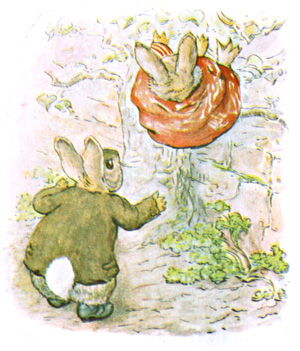 Illustration from the classic children's story The Tale Of Benjamin Bunny, by Beatrix Potter