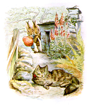 Illustration from the classic children's story The Tale Of Benjamin Bunny, by Beatrix Potter