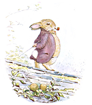 Illustration from the classic children's story The Tale Of Benjamin Bunny, by Beatrix Potter