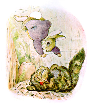 Illustration from the classic children's story The Tale Of Benjamin Bunny, by Beatrix Potter