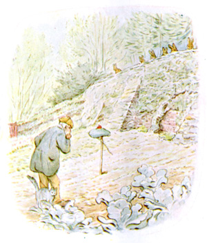 Illustration from the classic children's story The Tale Of Benjamin Bunny, by Beatrix Potter