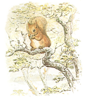 Illustration from the classic children's story The Tale Of Squirrel Nutkin, by Beatrix Potter