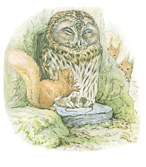 Illustration from the classic children's story The Tale Of Squirrel Nutkin, by Beatrix Potter