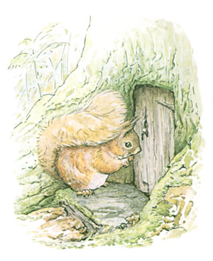 Illustration from the classic children's story The Tale Of Squirrel Nutkin, by Beatrix Potter