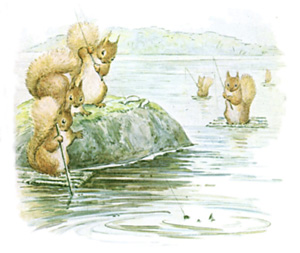 Illustration from the classic children's story The Tale Of Squirrel Nutkin, by Beatrix Potter