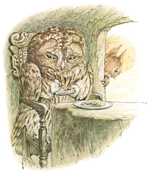 Illustration from the classic children's story The Tale Of Squirrel Nutkin, by Beatrix Potter