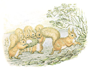 Illustration from the classic children's story The Tale Of Squirrel Nutkin, by Beatrix Potter