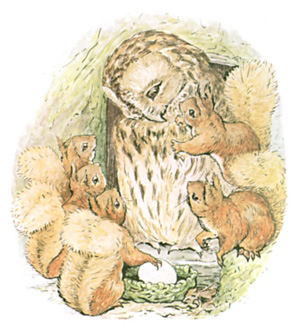 Illustration from the classic children's story The Tale Of Squirrel Nutkin, by Beatrix Potter