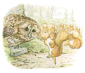 Illustration from the classic children's story The Tale Of Squirrel Nutkin, by Beatrix Potter