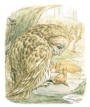 Illustration from the classic children's story The Tale Of Squirrel Nutkin, by Beatrix Potter