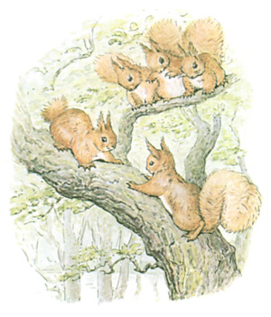 Illustration from the classic children's story The Tale Of Squirrel Nutkin, by Beatrix Potter