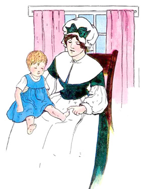 Illustration for the nursery rhyme, Five Toes, by Blanche Fisher Wright - from The Real Mother Goose