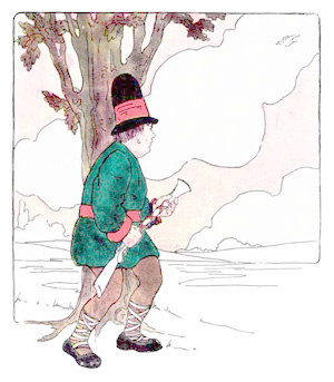 Illustration for the nursery rhyme, A Little Man, by Blanche Fisher Wright - from The Real Mother Goose