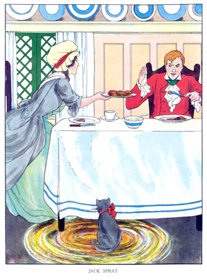 Illustration for the nursery rhyme, Jack Sprat, by Blanche Fisher Wright - from The Real Mother Goose